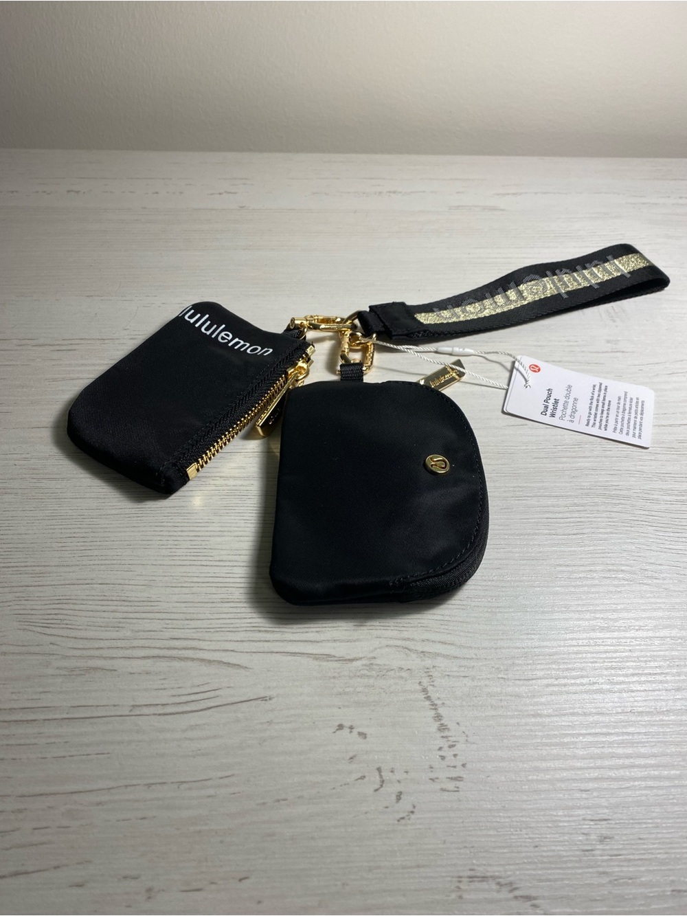lululemon athletica Black Key & Card Holder Set with Gold Hardware